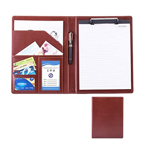 A4 Zwischenablage Ordner mit Speicher, Leather Folder Interview Resume Legal Document Organizer For Woman Man With A4 Size Clipboard For Woman And Man(Brown 2,No calculator) von FBHDKJNFG