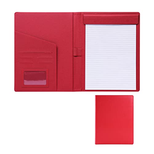 A4 Zwischenablage Ordner mit Speicher, Leather Folder Storage Clipboard Business Conference Organizer Notepad Folder For Business Office School(Rood) von FBHDKJNFG