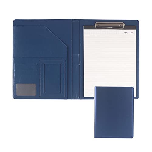 A4 Zwischenablage Ordner mit Speicher, Smart Business A4 Case Document Organizer Handy Pockets Conference Contractor Executive Folder Faux Leather(Blu,No calculator) von FBHDKJNFG