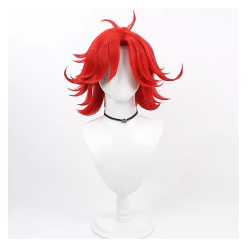 FBHDKJNFG Kurzhaarperücke Anime, Kostümperücke für Anime Cosplay Nifty Perücke Rot Layered Perücke Halloween Party von FBHDKJNFG