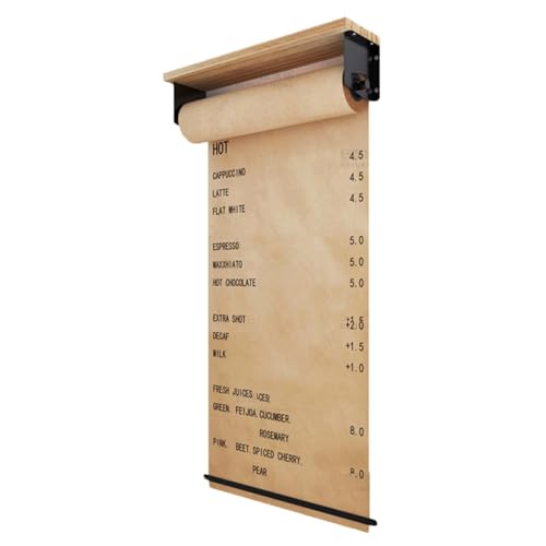 An der Wand montierter Kraftpapierrollenhalter, Papierrollenspender, an der Wandistenhalter, Kraftpapier-Rollendisplayhalter, mit Holzregal, für Zuhause, Büro, Bauernhausdekor (Größe: 70 cm) von FBHappiness