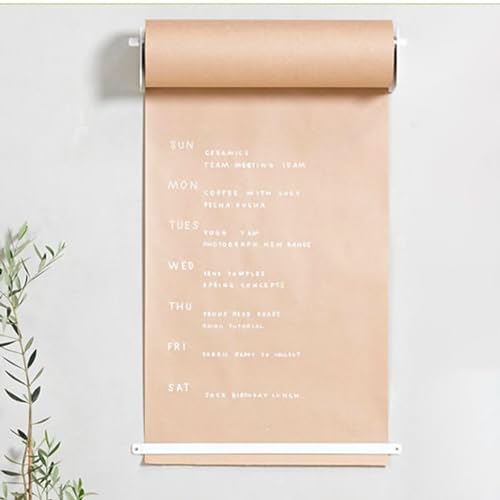 An der Wand montierter Papierrollenhalter, weiß, hängender Kraftpapierrollenspenmwerkerraum, Büro, Restaurant, Menüs, Notizen, Nachrichtentafel mit fester Stange (Größe: Kraft, Breite 30 cm) von FBHappiness