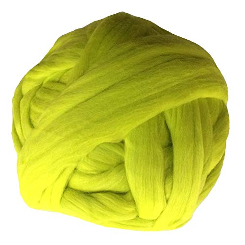 Grobes Garn, 1000 g/Stück, superdickes Garn, riesiges Roving-Spinngarn zum Armstpinngarn zum Armstricken, für Decken, Pullover, Schals, dickes, weiches Garn (Farbe: Dunkelviolett) (Grasgrün) von FBHappiness