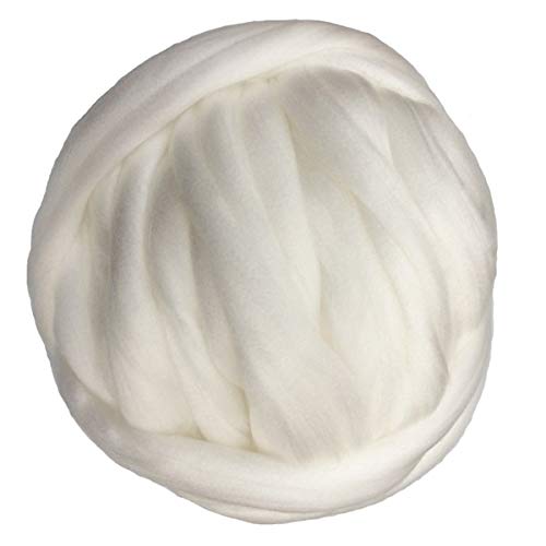 Grobes Garn, supergrobes Garn, Arm-Strickgarn, Decke, sperriges Roving-Alternatirm-Strickgarn, Decke, sperriges Roving-Alternativengarn, 500 g, grobes, weiches Garn (Farbe: Blassrosa) (Weiß) von FBHappiness