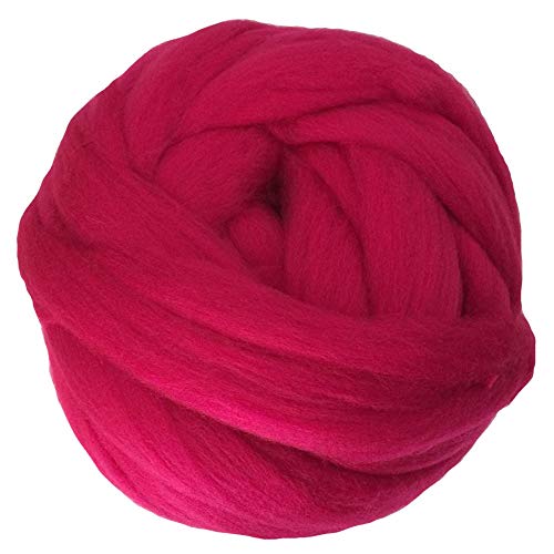 Grobes Garn, supergrobes Garn, Arm-Strickgarn, Decke, sperriges Roving-Alternatitrickgarn, Decke, sperriges Roving-Alternativengarn, 500 g, grobes, weiches Garn (Farbe: Blassrosa) (Rosenrot) von FBHappiness