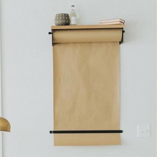 Kraftpapierhalter-Spender, Wandbehang, Rollen-Display für Metzgerpapierrollen mipierrolle, für Zuhause, Büro, Schule, Studio, Café, Bekleidungsgeschäft (Farbe: Braunes Papier, Größe: B 40 cm von FBHappiness