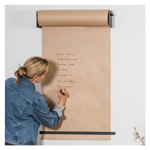 Kraftpapierspender und -schneider zur Wandmontage für das Homeoffice, an der Wanice, an der Wand hängender Metzger-Papierrollenhalter mit Metallhalterung und Papierrolle (Größe: 67 cm breit) von FBHappiness