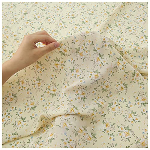 Voile-Stoff mit gebrochenen Blumen, Chiffon-Stoff, 150 cm breit, Meterware für Rtoff, 150 cm breit, Meterware für Röcke, Hemden, Kleidung, handgefertigt (Farbe: Aprikosenwald, Frühlingsgrün) von FBHappiness