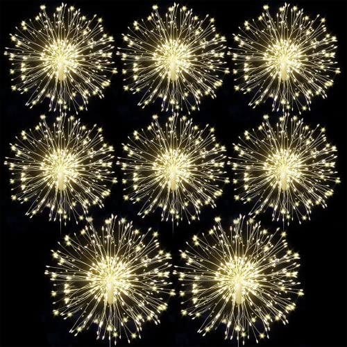 Feuerwerk Lichter Weihnachten Halloween Deko mit 8 Modi Fernbedienung IP67 Wasserdicht Batteriebetrieben Feuerwerk Lichterkette Led Licht für Garten Hochzeit Indoor Outdoor Dekoration 8 Stücke von FBSPORT