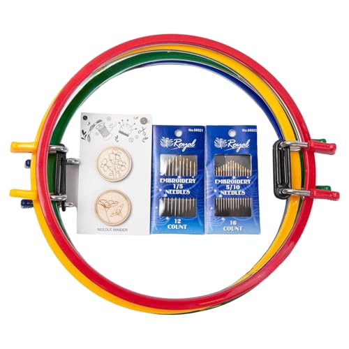 FCNBTTW 4 x verstellbarer runder Stickrahmen mit Federclip, Nährahmen für Stickerei, Handarbeiten und Nähprojekte von FCNBTTW