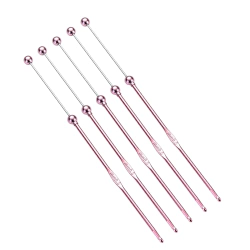 FCNBTTW Handgefertigtes Häkelnadel-Set, Metall, Häkelnadel, Perlen, Stricknadel, Häkelzubehör, einfach zu bedienen, für Frauen, 5 Stück von FCNBTTW