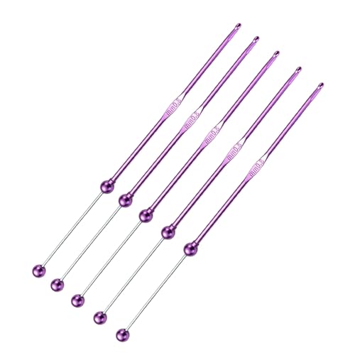 FCNBTTW Handgefertigtes Häkelnadel-Set, Metall, Häkelnadel, Perlen, Stricknadel, Häkelzubehör, einfach zu bedienen, für Frauen, 5 Stück von FCNBTTW