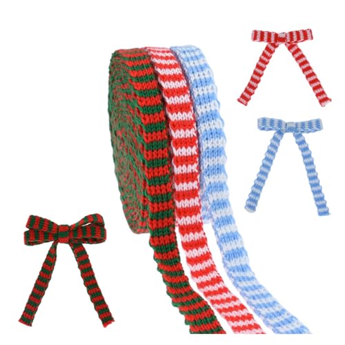 FCNBTTW Weihnachtsbänder in 3 Farben, geflochtenes Wollstrickband, Winterurlaub, Bastelbänder zum Verpacken von Weihnachtsdekorationen von FCNBTTW