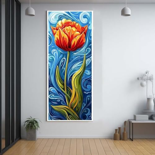 Diamond Painting Abstrakt Blume diamond painting erwachsene groß xxl 100x300cm，5D diamond painting set mit Zubehör Full Square Set，DIY Cross Stickerei Deko Wohnzimmer Schlafzimmer Eingang Wand F79 von FCNUEBVGL