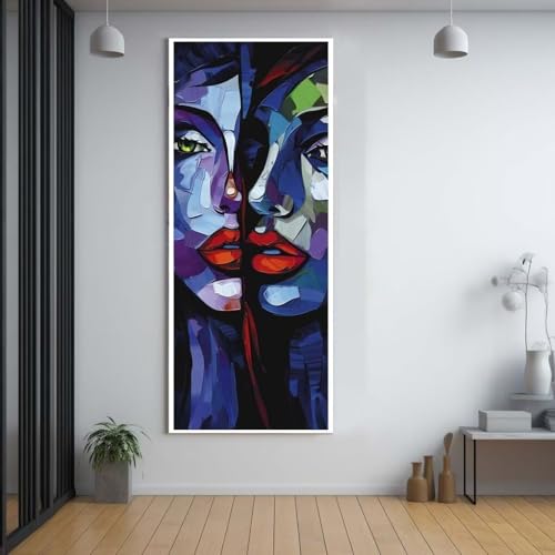 Diamond Painting Abstraktes weibliches Gesicht 100x200cm，5D Daiments Painting Erwachsene mit Diamond Painting Zubehör，Groß Diamont Painting bilder Set Full Square Drill Geschenk für mädchen Décor F43 von FCNUEBVGL