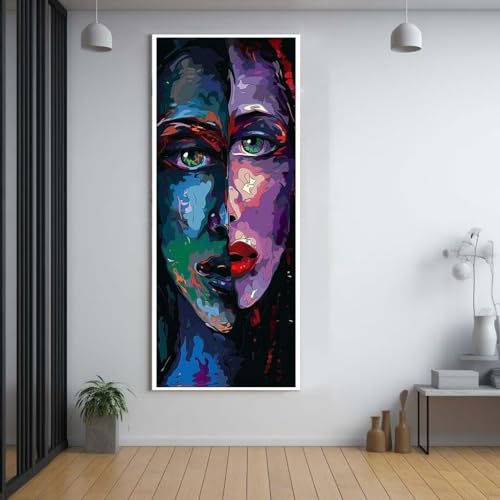 Diamond Painting Abstraktes weibliches Gesicht 100x200cm，5D Daiments Painting Erwachsene mit Diamond Painting Zubehör，Groß Diamont Painting bilder Set Full Square Drill Geschenk für mädchen Décor F41 von FCNUEBVGL