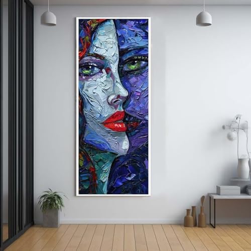 Diamond Painting Abstraktes weibliches Gesicht 100x300cm，5D Daiments Painting Erwachsene mit Diamond Painting Zubehör，Groß Diamont Painting bilder Set Full Square Drill Geschenk für mädchen Décor F42 von FCNUEBVGL