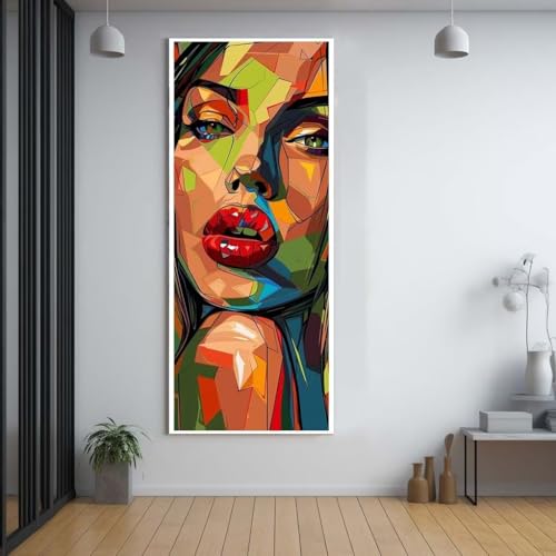 Diamond Painting Abstraktes weibliches Gesicht 100x300cm，5D Daiments Painting Erwachsene mit Diamond Painting Zubehör，Groß Diamont Painting bilder Set Full Square Drill Geschenk für mädchen Décor F56 von FCNUEBVGL