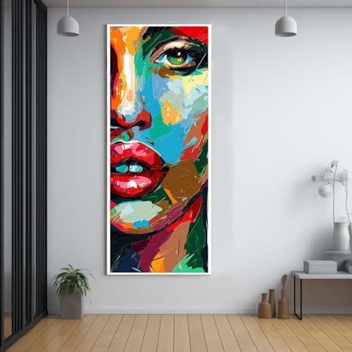 Diamond Painting Abstraktes weibliches Gesicht 90x180cm，5D Daiments Painting Erwachsene mit Diamond Painting Zubehör，Groß Diamont Painting bilder Set Full Square Drill Geschenk für mädchen Décor F55 von FCNUEBVGL