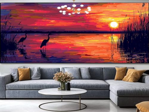 Diamond Painting Aurora Diamond Painting Erwachsene Groß xxl 150x60cm，Landschaft Diamond Painting Kinder Mit Full Square Zubehör Set，DIY Cross Stickerei Deko Wohnzimmer Schlafzimmer Eingang Wand C94 von FCNUEBVGL