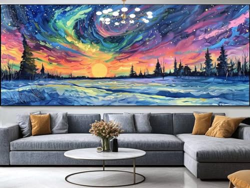 Diamond Painting Aurora Diamond Painting Erwachsene Groß xxl 200x100cm，Landschaft Diamond Painting Kinder Mit Full Square Zubehör Set，DIY Cross Stickerei Deko Wohnzimmer Schlafzimmer Eingang Wand C95 von FCNUEBVGL