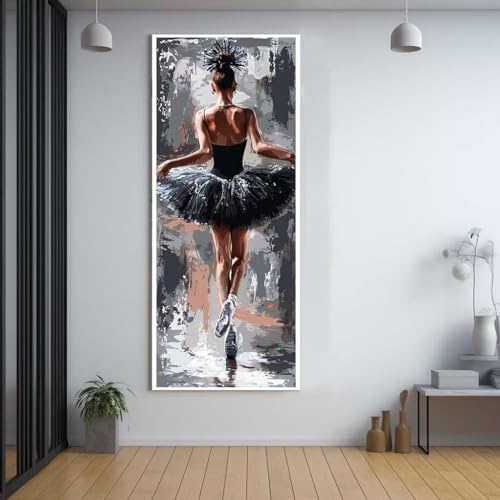 Diamond Painting Ballett schöne Frau 50x120cm，5D Daiments Painting Erwachsene mit Diamond Painting Zubehör，Groß Diamont Painting bilder Set Full Round Drill Geschenk für mädchen Home Wall Décor B41 von FCNUEBVGL