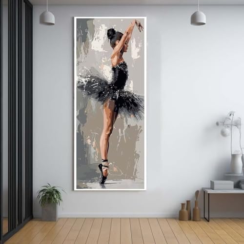 Diamond Painting Ballett schöne Frau 50x120cm，5D Daiments Painting Erwachsene mit Diamond Painting Zubehör，Groß Diamont Painting bilder Set Full Round Drill Geschenk für mädchen Home Wall Décor D83 von FCNUEBVGL