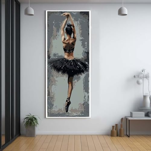 Diamond Painting Ballett schöne Frau 80x220cm，5D Daiments Painting Erwachsene mit Diamond Painting Zubehör，Groß Diamont Painting bilder Set Full Round Drill Geschenk für mädchen Home Wall Décor B40 von FCNUEBVGL