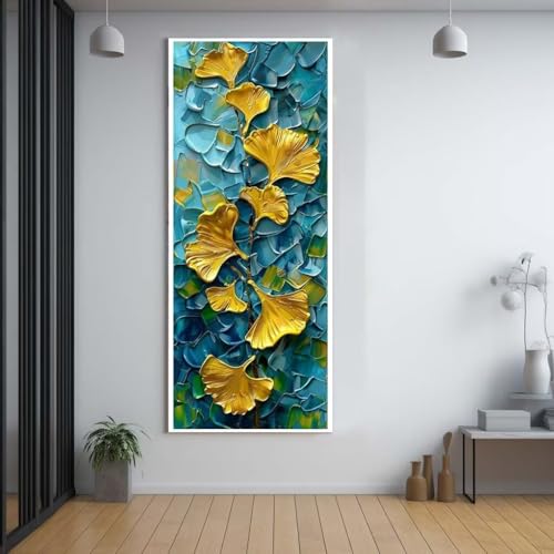 Diamond Painting Blätter Ginkgo biloba Blätter diamond painting erwachsene groß 90x250cm，5D diamond painting set mit Zubehör Full Square Set，DIY Cross Stickerei Deko Wohnzimmer Schlafzimmer F15 von FCNUEBVGL