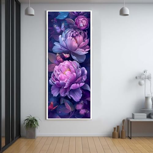 Diamond Painting Blume lila 100x200cm，5D Daiments Painting Erwachsene mit Diamond Painting Zubehör，Groß Diamont Painting bilder Set Full Square Drill Geschenk für mädchen Home Wall Décor G12 von FCNUEBVGL