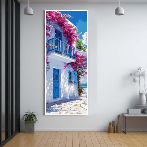 Diamond Painting Blumen Häuser 90x250cm，5D Daiments Painting Erwachsene mit Diamond Painting Zubehör，Groß Diamont Painting bilder Set Full Round Drill Geschenk für mädchen Home Wall Décor B2 von FCNUEBVGL