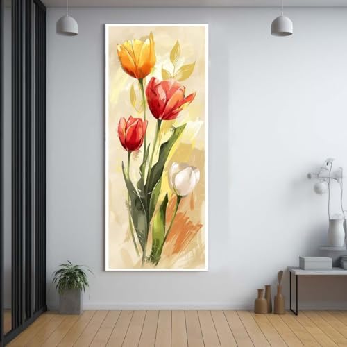 Diamond Painting Blumen Tulpen 90x250cm，5D Daiments Painting Erwachsene mit Diamond Painting Zubehör，Groß Diamont Painting bilder Set Full Round Drill Geschenk für mädchen Home Wall Décor C63 von FCNUEBVGL