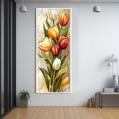 Diamond Painting Blumen Tulpen diamond painting erwachsene groß xxl 100x200cm，5D diamond painting set mit Zubehör Full Square Set，DIY Cross Stickerei Deko Wohnzimmer Schlafzimmer Büro Eingang Wand E77 von FCNUEBVGL