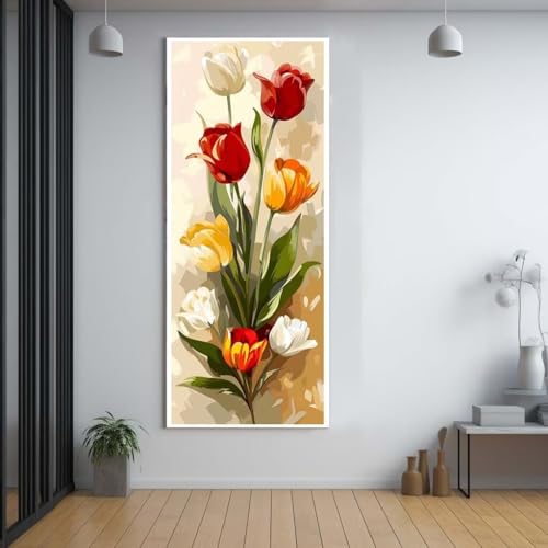 Diamond Painting Blumen Tulpen diamond painting erwachsene groß xxl 100x200cm，5D diamond painting set mit Zubehör Full Square Set，DIY Cross Stickerei Deko Wohnzimmer Schlafzimmer Büro Eingang Wand E79 von FCNUEBVGL