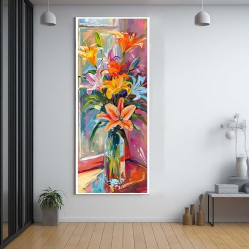 Diamond Painting Blumen Vasen 100x200cm，5D Daiments Painting Erwachsene mit Diamond Painting Zubehör，Groß Diamont Painting bilder Set Full Square Drill Geschenk für mädchen Home Wall Décor E94 von FCNUEBVGL