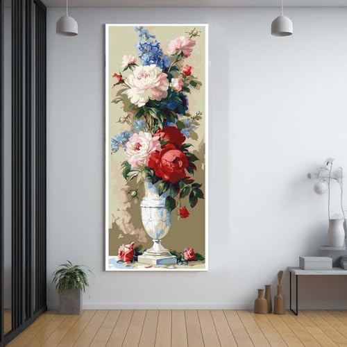 Diamond Painting Blumen Vasen 50x120cm，5D Daiments Painting Erwachsene mit Diamond Painting Zubehör，Groß Diamont Painting bilder Set Full Round Drill Geschenk für mädchen Home Wall Décor A64 von FCNUEBVGL