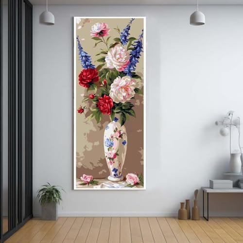 Diamond Painting Blumen Vasen diamond painting erwachsene groß xxl 70x200cm，5D diamond painting set mit Zubehör Full Round Set，DIY Cross Stickerei Deko Wohnzimmer Schlafzimmer Büro Eingang Wand A66 von FCNUEBVGL