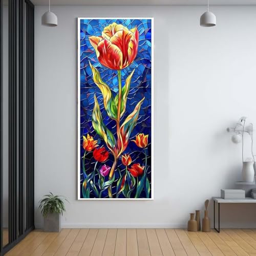 Diamond Painting Blumen farbenfroh 100x200cm，5D Daiments Painting Erwachsene mit Diamond Painting Zubehör，Groß Diamont Painting bilder Set Full Square Drill Geschenk für mädchen Home Wall Décor G80 von FCNUEBVGL