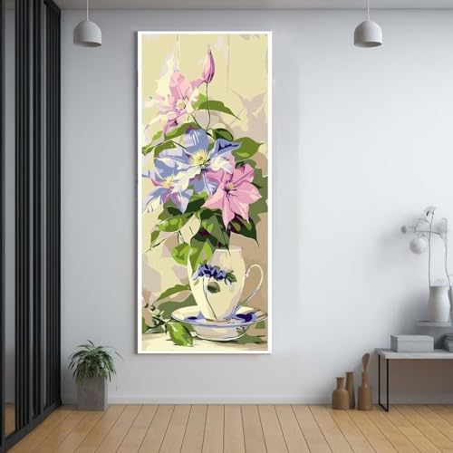 Diamond Painting Blumen farbenfroh 50x120cm，5D Daiments Painting Erwachsene mit Diamond Painting Zubehör，Groß Diamont Painting bilder Set Full Round Drill Geschenk für mädchen Home Wall Décor A54 von FCNUEBVGL