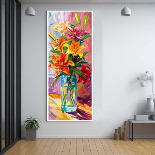 Diamond Painting Blumen farbenfroh 50x120cm，5D Daiments Painting Erwachsene mit Diamond Painting Zubehör，Groß Diamont Painting bilder Set Full Square Drill Geschenk für mädchen Home Wall Décor E72 von FCNUEBVGL