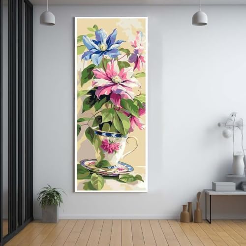 Diamond Painting Blumen farbenfroh 60x150cm，5D Daiments Painting Erwachsene mit Diamond Painting Zubehör，Groß Diamont Painting bilder Set Full Round Drill Geschenk für mädchen Home Wall Décor A53 von FCNUEBVGL