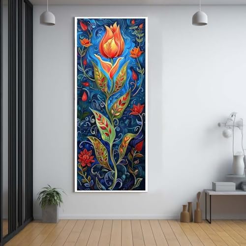 Diamond Painting Blumen farbenfroh 60x150cm，5D Daiments Painting Erwachsene mit Diamond Painting Zubehör，Groß Diamont Painting bilder Set Full Square Drill Geschenk für mädchen Home Wall Décor G83 von FCNUEBVGL