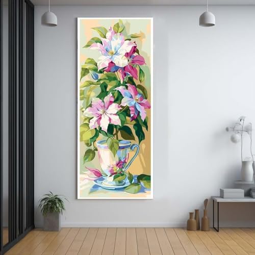 Diamond Painting Blumen farbenfroh 90x180cm，5D Daiments Painting Erwachsene mit Diamond Painting Zubehör，Groß Diamont Painting bilder Set Full Round Drill Geschenk für mädchen Home Wall Décor A56 von FCNUEBVGL