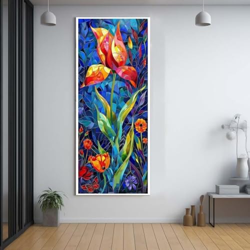 Diamond Painting Blumen farbenfroh diamond painting erwachsene groß xxl 100x300cm，5D diamond painting set mit Zubehör Full Square Set，DIY Cross Stickerei Deko Wohnzimmer Schlafzimmer Eingang Wand G82 von FCNUEBVGL