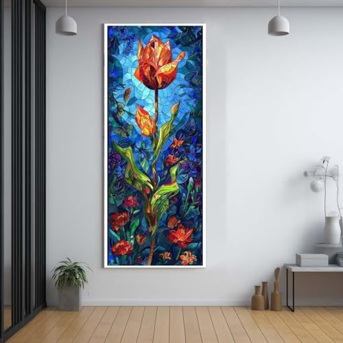 Diamond Painting Blumen farbenfroh diamond painting erwachsene groß xxl 70x140cm，5D diamond painting set mit Zubehör Full Square Set，DIY Cross Stickerei Deko Wohnzimmer Schlafzimmer Eingang Wand G81 von FCNUEBVGL