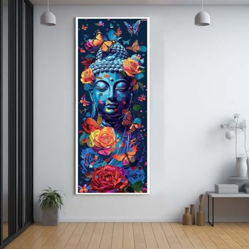 Diamond Painting Buddha Blumen 80x160cm，5D Daiments Painting Erwachsene mit Diamond Painting Zubehör，Groß Diamont Painting bilder Set Full Square Drill Geschenk für mädchen Home Wall Décor F71 von FCNUEBVGL