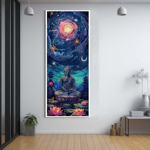 Diamond Painting Buddha Blumen diamond painting erwachsene groß xxl 50x120cm，5D diamond painting set mit Zubehör Full Square Set，DIY Cross Stickerei Deko Wohnzimmer Schlafzimmer Büro Eingang Wand F72 von FCNUEBVGL