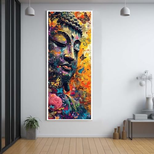 Diamond Painting Buddha farbig diamond painting erwachsene groß xxl 60x150cm，5D diamond painting set mit Zubehör Full Round Set，DIY Cross Stickerei Deko Wohnzimmer Schlafzimmer Büro Eingang Wand C66 von FCNUEBVGL