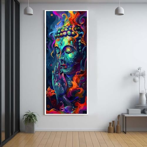 Diamond Painting Buddha farbig diamond painting erwachsene groß xxl 60x150cm，5D diamond painting set mit Zubehör Full Round Set，DIY Cross Stickerei Deko Wohnzimmer Schlafzimmer Büro Eingang Wand D53 von FCNUEBVGL