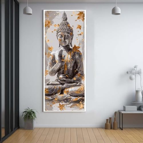 Diamond Painting Buddha gefallene Blätter 40x100cm，5D Daiments Painting Erwachsene mit Diamond Painting Zubehör，Groß Diamont Painting bilder Set Full Square Drill Geschenk für mädchen Home Décor F18 von FCNUEBVGL